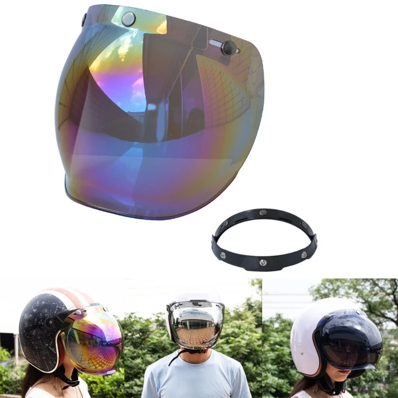 

F1CF Top Quality Motorcycles Windshield for Vintage Helmet 3-Snap Helmet Bubble Visor