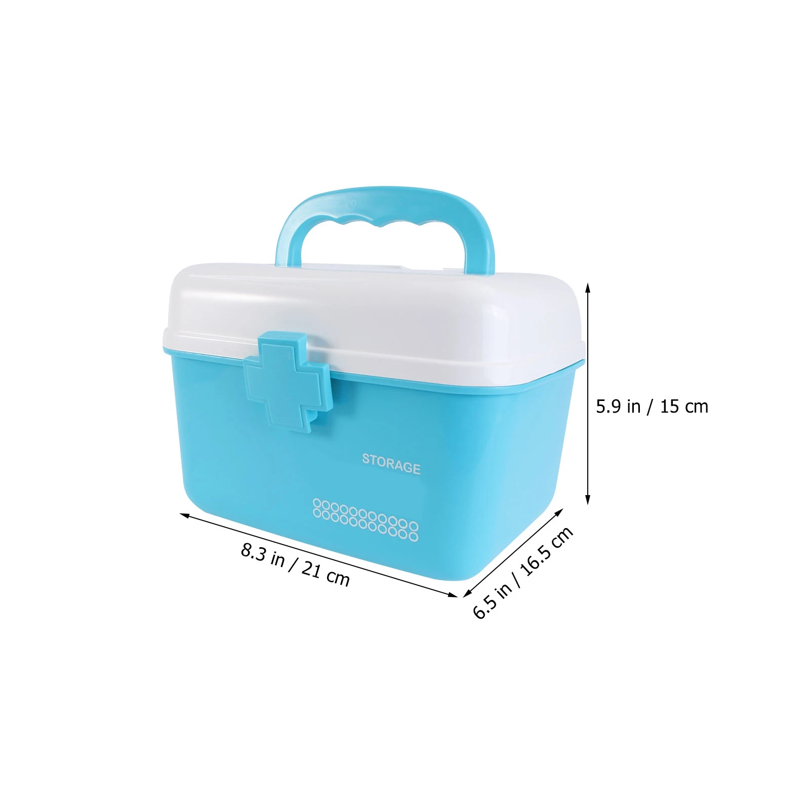 صندوق دواء محمول بطبقة مزدوجة أخضر 21 × 16.5 × 15 سم من البلاستيك المتين منظم تخزين الإسعافات الأولية للاستخدام المنزلي في الهواء الطلق