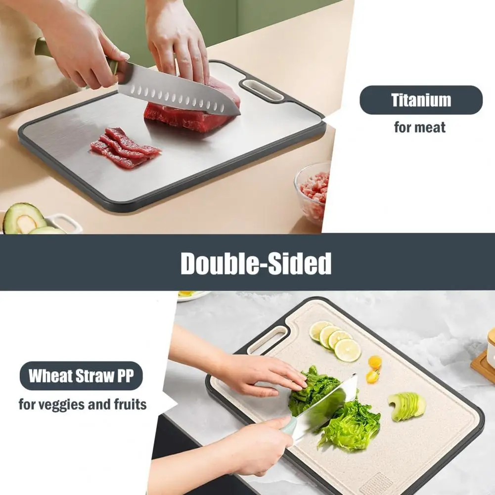 Two-in-one Kitchen Cutting Tool Double Cutting Board with Juice Tank Garlic Grinding Area Food Grade Kitchen Chopping for Home