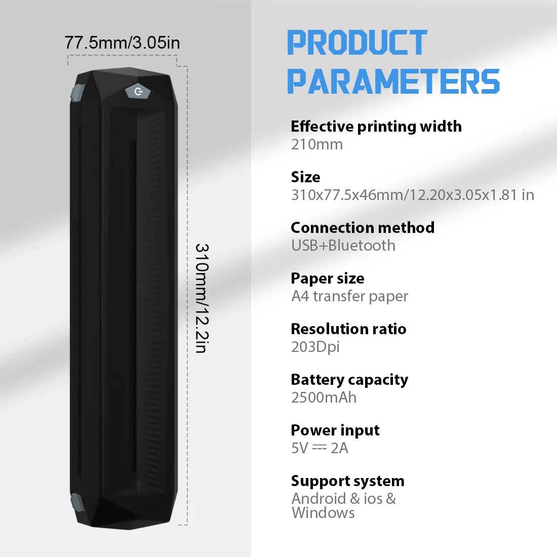 KVM Wireless Tattoo Thermal Transfer Stencil Printer 2500mAh Battery Capacity Connectable To Computers Mobile Phones and Tablets