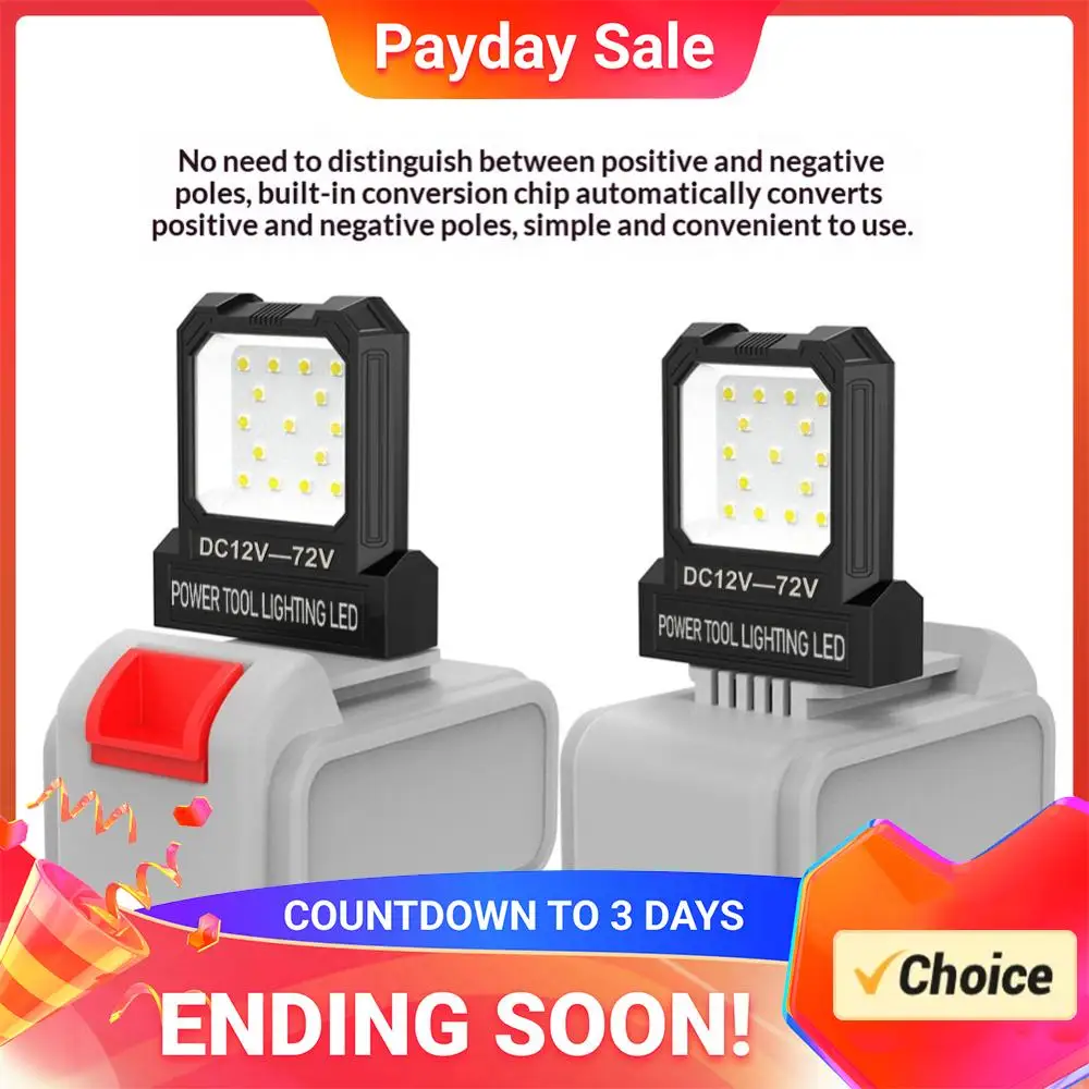 

12V-72V LED Mini Pocket Work Light with 2 Modes Lighting No Battery Super Bright Spotlight for Garage Car Repair Camping Fishing