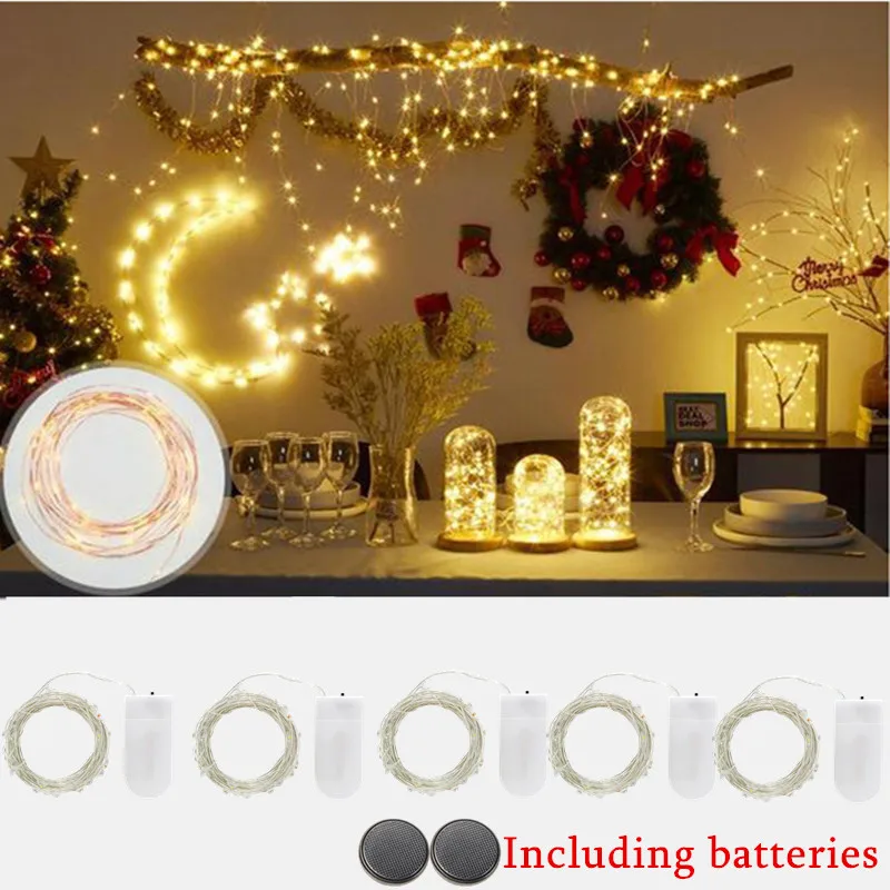 

Garland Fairy Lights 5pcs 1m 2m Copper Wire LED String Lights Holiday Christmas Tree Decor Wedding Party DIY Natal Navidad 2025