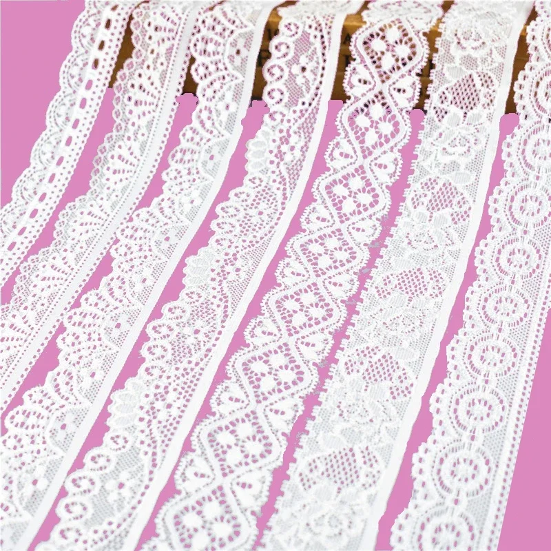 5Yard/Lot White Elastic Lace Ribbon Trims Underwear Lace Trim Embroidered for Sewing Decoration Elasticity African Lace Fabric