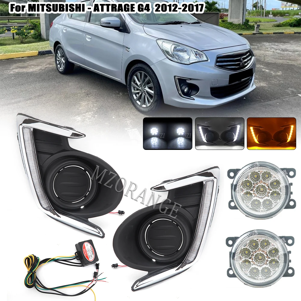 

LED DRL Fog Light for Mitsubishi Attrage Mirage G4 2012-2017 Headlight Daytime Running Lights Fog Lamp With Yellow Turn Signal