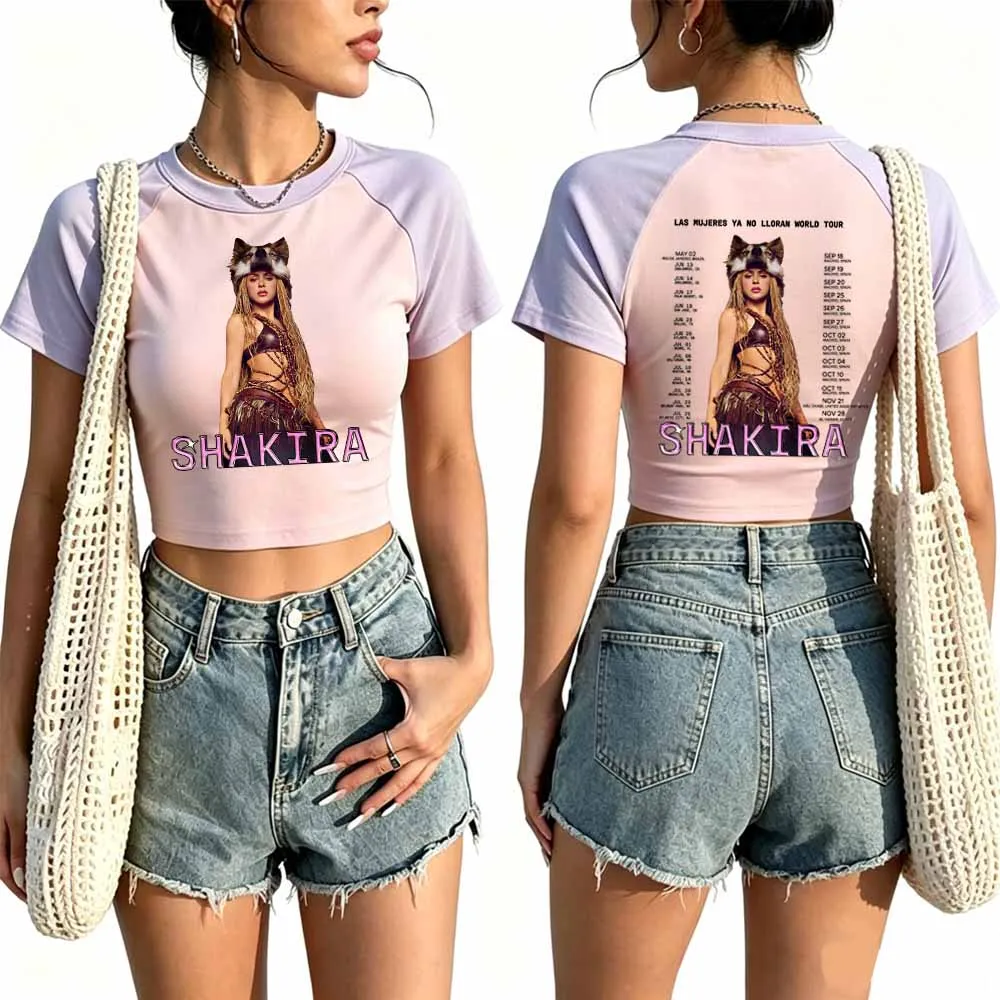 Shakira World Tour 2026 Crop Tops T-Shirt Girls Fashion Women O-Neck Short Sleeve