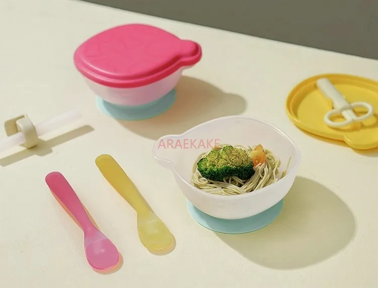 Complementary food bowl and spoon set, portable baby specific suction cups, children's soup and dining utensils