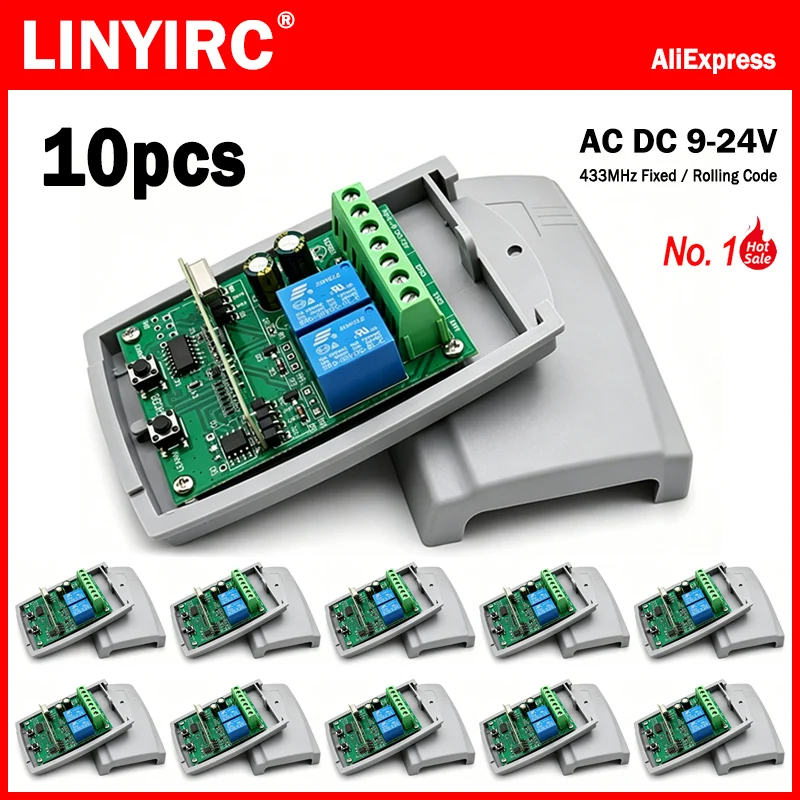10pcs-9v-24v-universal-garage-door-remote-control-receiver-433mhz-fixed-code-rolling-code-relay-transmitter-garage-gate-control