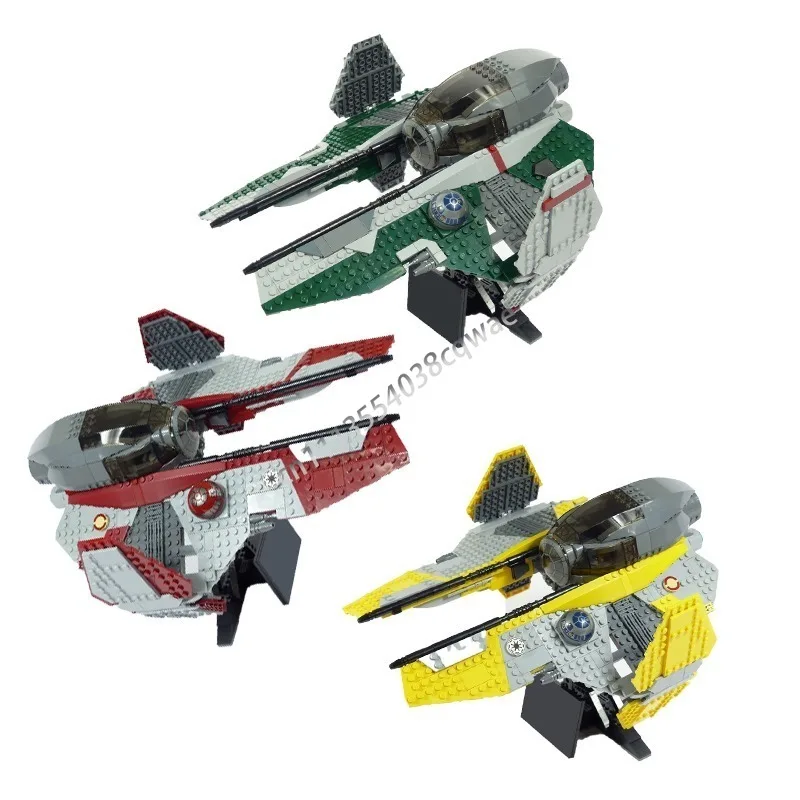MOC Sci-Fi Interceptor Set 3 Color Versions Space Battle Vehicle Model Custom Puzzle DIY Assembly Educational Toy Birthday Gift