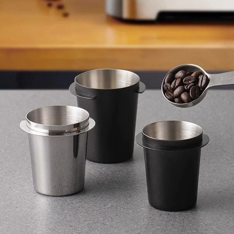 Taza dosificadora de café de 51/53/58mm, taza receptora de polvo de acero inoxidable para máquina de café expreso, molinillo portafiltro, accesorios de café