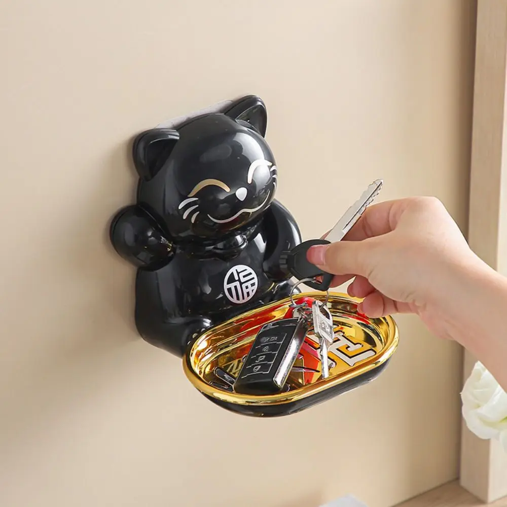 

Wall-Hanging Cat-Shaped Soap Dish PP Durable Wall-Mounted Soap Dish Space Saving Convenient Key Tray Bathroom Accessories