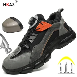 Rotating Button New Safety Shoes Men Anti-smash Anti-puncture Work Shoes Fashion Men Sport Shoes Security Protective Boots Men