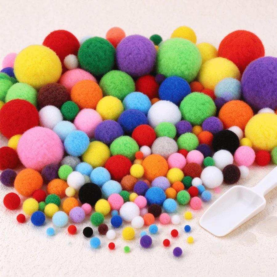 145/345pcs Random Pom Poms Balls Soft Fluffy Craft Pom-poms Mixed Sizes Plush Fuzzy Pompoms for DIY Art Handmade Ornaments XJM