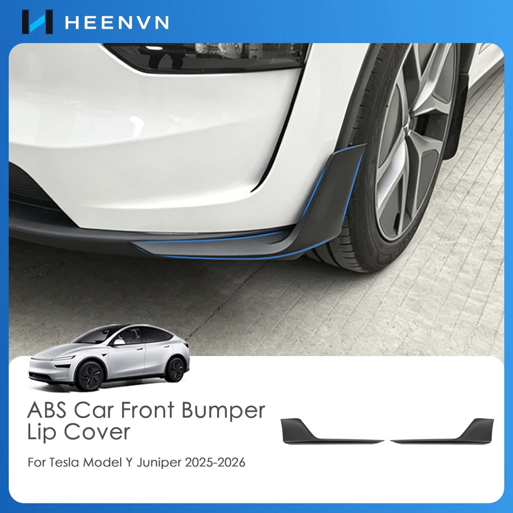 Heenvn For Tesla Model Y Juniper 2025 2026 2Pcs Body Kit Front Spoiler Lip Bumper Chin Diffuser ABS Car Exterior Accessories