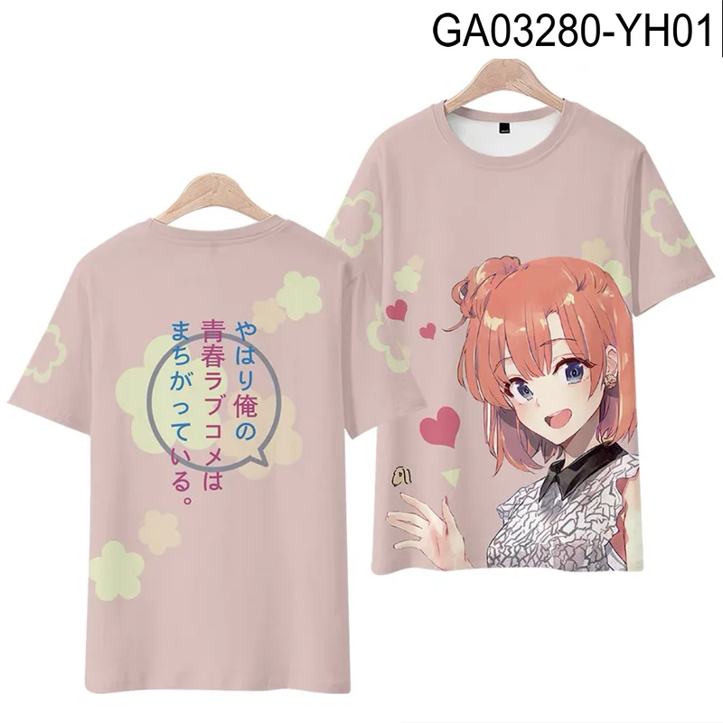 日本のアニメデザインのTシャツ,ラウンドネックの半袖Tシャツ,夏のストリートウェア,大きなサイズ