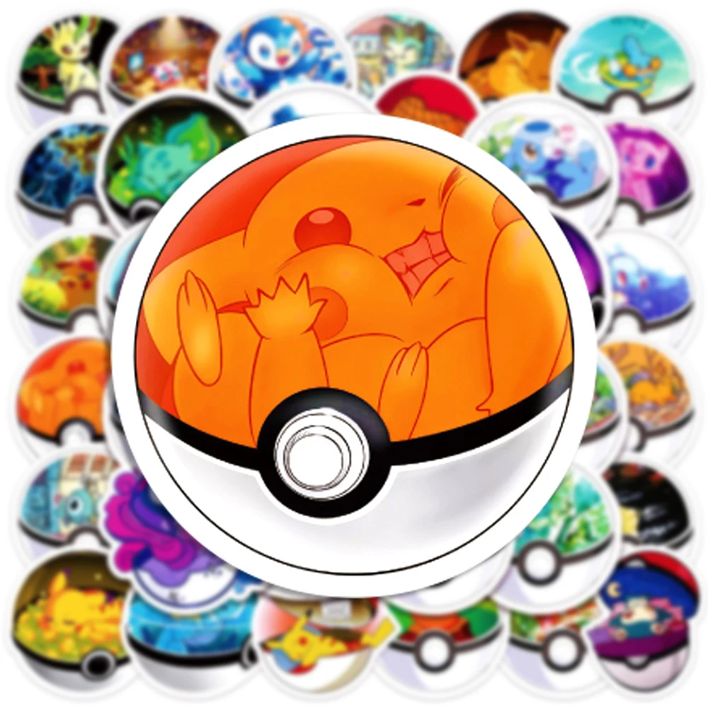 10/30/50 pçs bonito dos desenhos animados anime pokemon adesivos crianças brinquedos kawaii poke bola pikachu decalques skate portátil adesivo à prova dwaterproof água