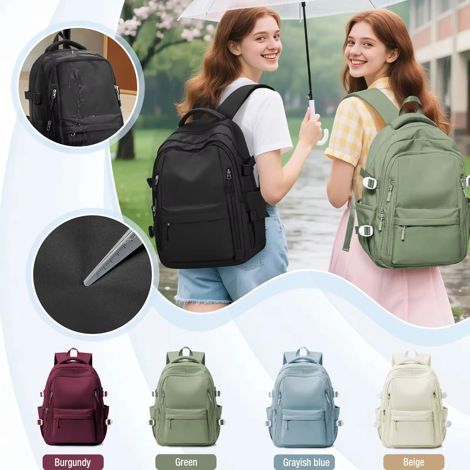 Ransel Kasual Ringan, Ransel Laptop 15,6 Inci, Ransel Sekolah Kampus Perguruan Tinggi untuk Wanita Pria, Tas Buku Multipocket Lucu untuk Anak Perempuan