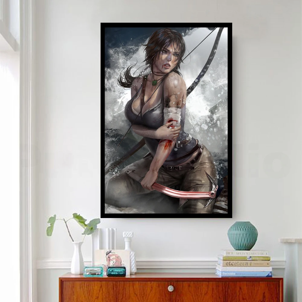 تومب رايدر قماش المشارك اللوحة الزخرفية، لوحة فنية جدارية كبيرة، لارا كروفت HD، ديكور المنزل، حجم مخصص #2