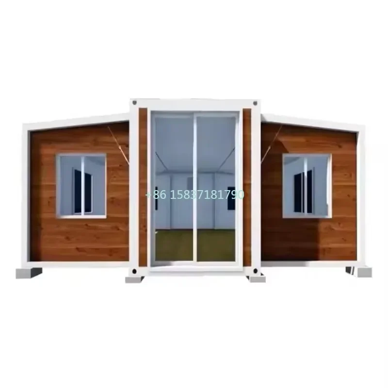 Folding Container House Foldable Double Wing Tiny Home Container Reinforced Steel Frame Dual-Wing System Fold Out Room for Spain