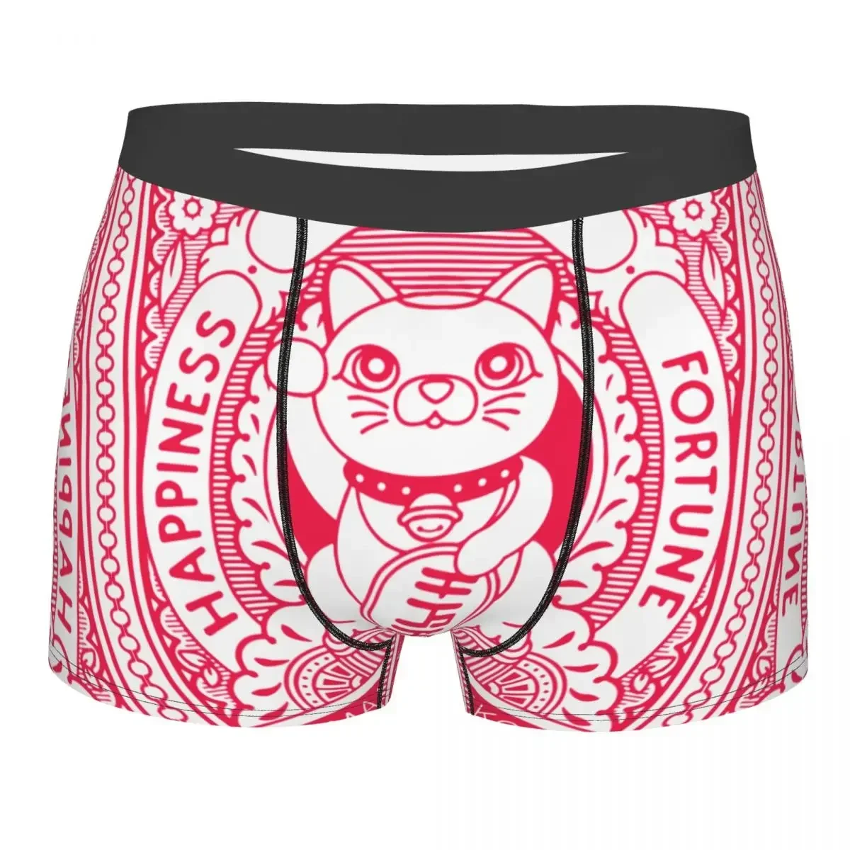 

Maneki Neko Stamp Men's Underwear Japan Lucky Cat Fortune Boxer Briefs Shorts Panties Funny Breathable Underpants Plus Size