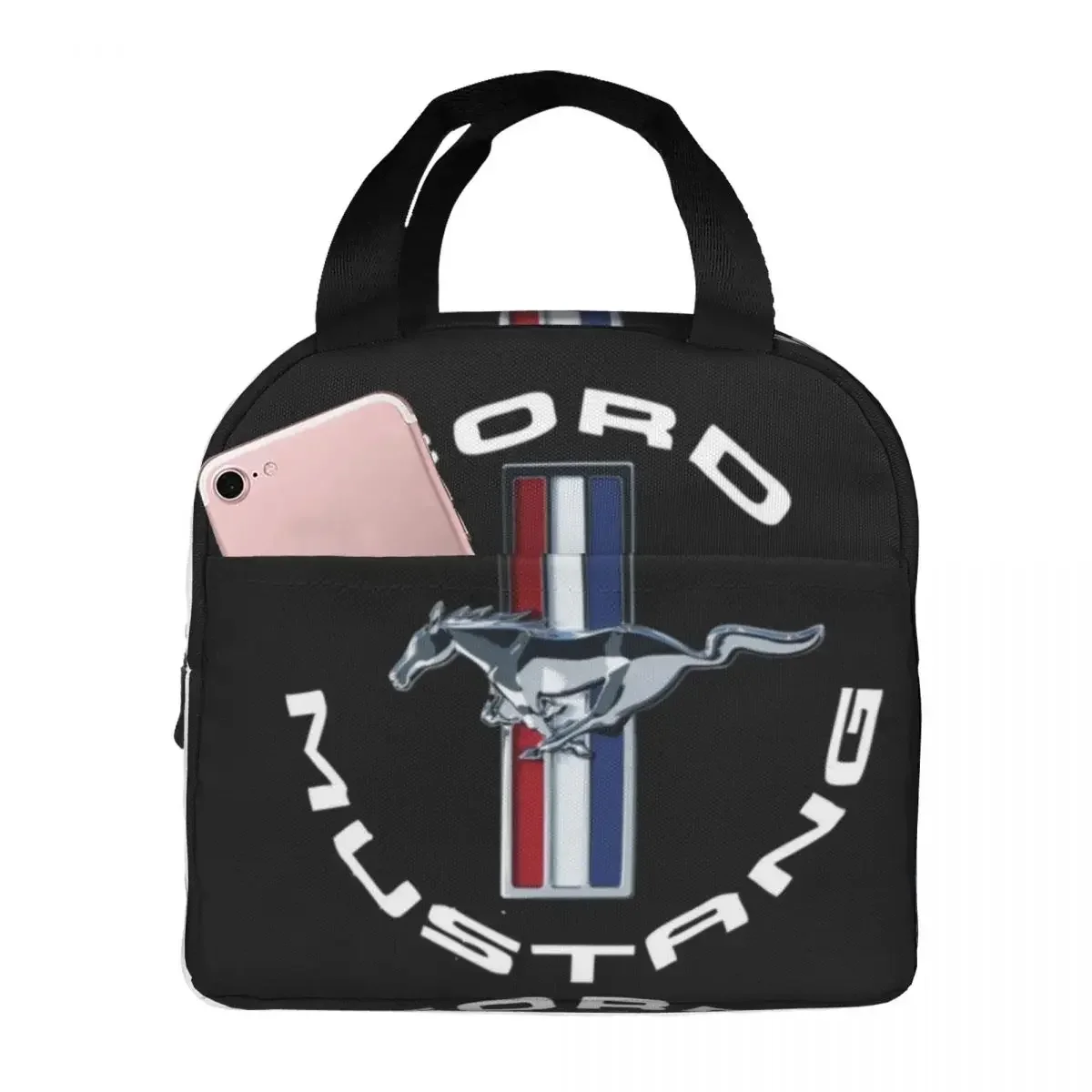 Ford Mustang Insulated Lunch Bags Leakproof Picnic Bags Thermal Cooler Lunch Box Lunch Tote for Woman Work Children School