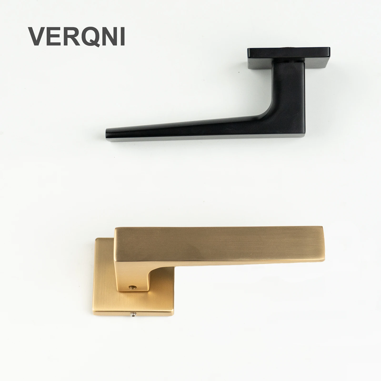 VERQNI MANIGLIE & ACCESSORI NF2124 Minimalist Gold Mute Rectangle Modern zinc alloy Door Handle Lock
