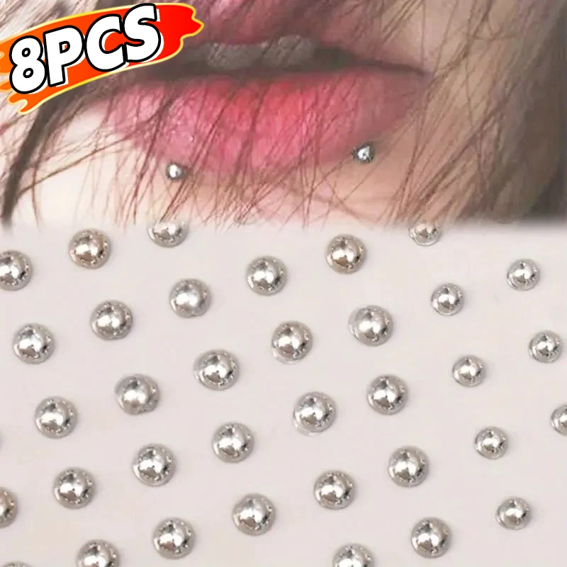 สติกเกอร์ปลอม Belly Eyebrow Lip Piercing Stud ไม่เจาะต่างหูชุดใหม่แหวนจมูกปลอมเจาะเครื่องประดับ Dermal Anchor Top