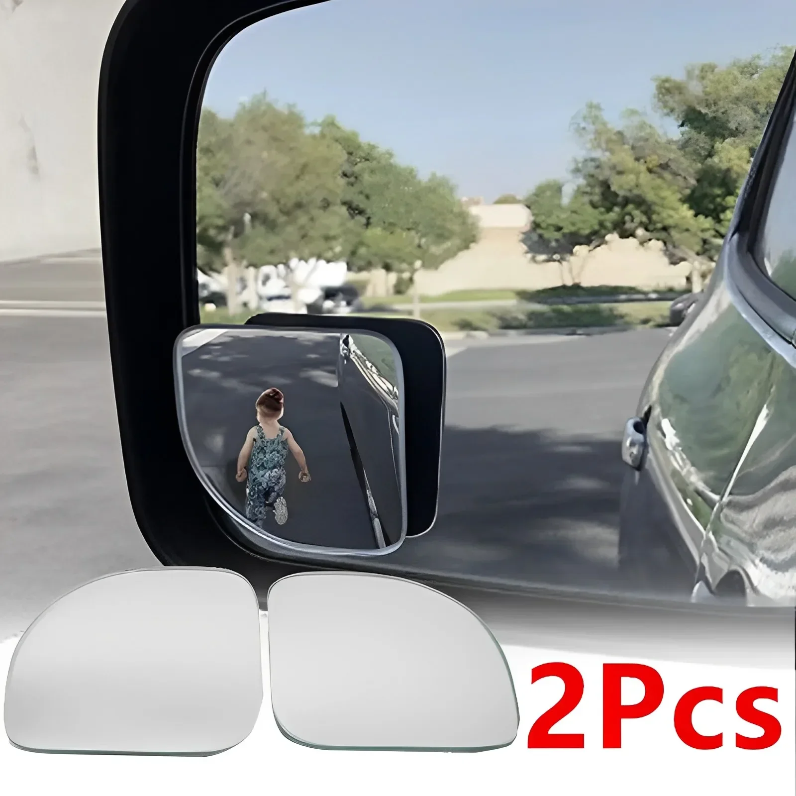 2Pcs Car Blind Spot Mirrors Convex Frameless Auxiliary Rearview Mirror Car Motorcycle 360 Degree HD Wide Angle Adjustable Mirror