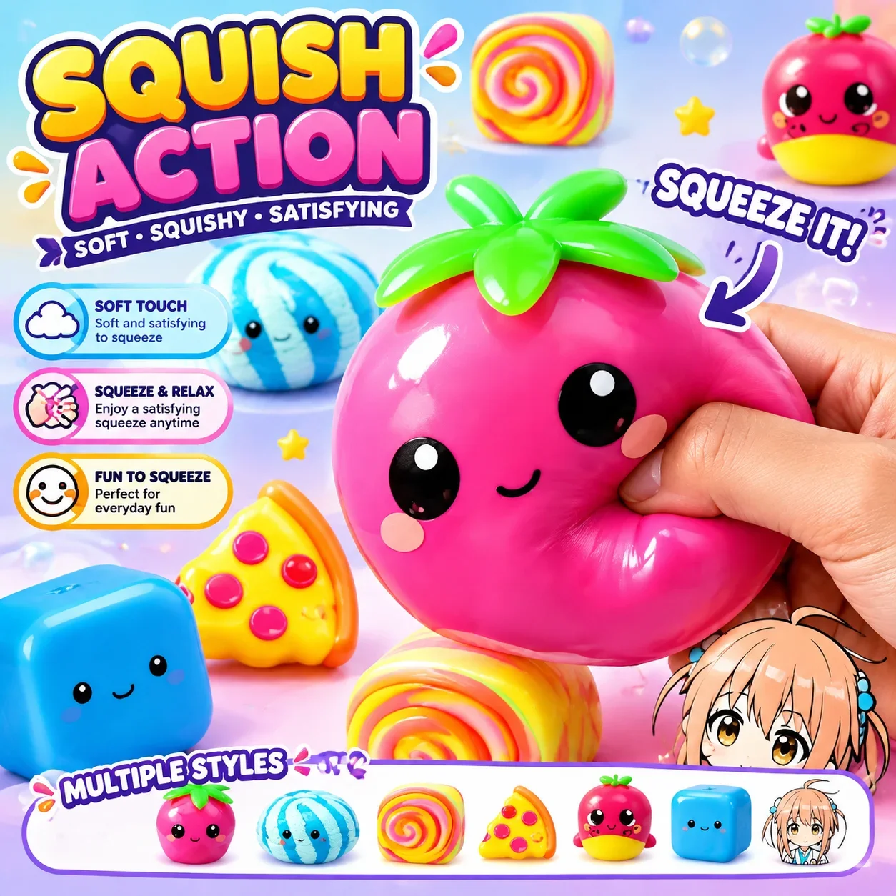 Fidget Sensory Toy ADHD Anxiety Relief Squeeze Pizza Stress Cube Anti Focus Schylling Needoh Squishy Squeeze Item Duration