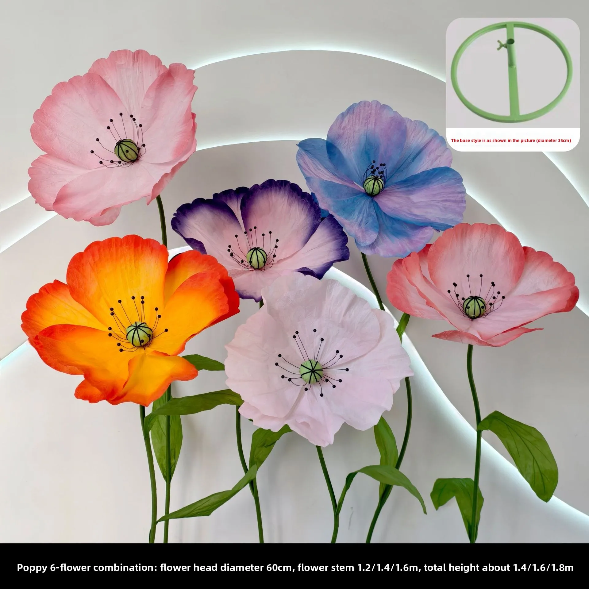 Outdoor paper art waterproof poppy simulation flower window decoration ornament Meichen activity scene arrangement wedding