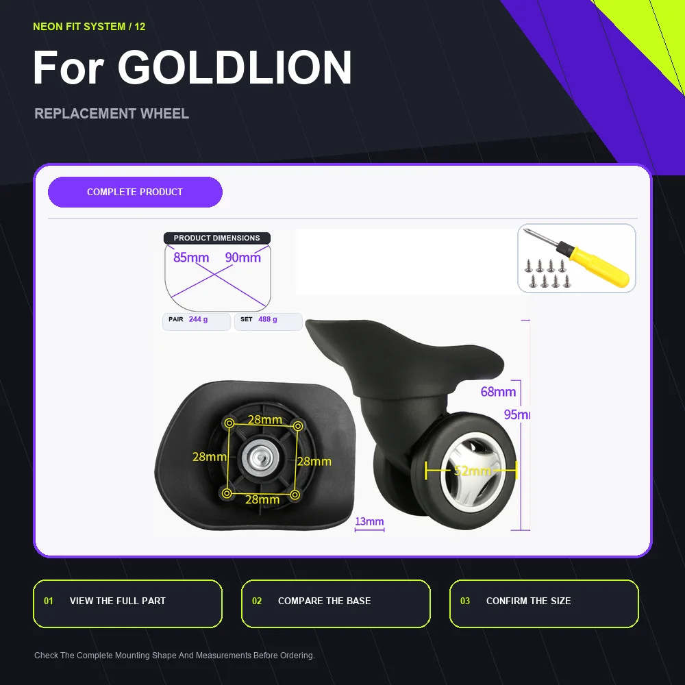 Quiet Rolling Spinner Replacement Wheel For Goldlion JL01 Quiet Rolling Luggage Repair Accessory Premium Travel