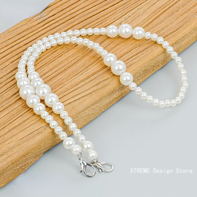 80/100/120cm Fashion Pearl Strap Versatile Casual Long Beaded Chain Shoulder Strap Bag Strap Bags Replacement Accessories