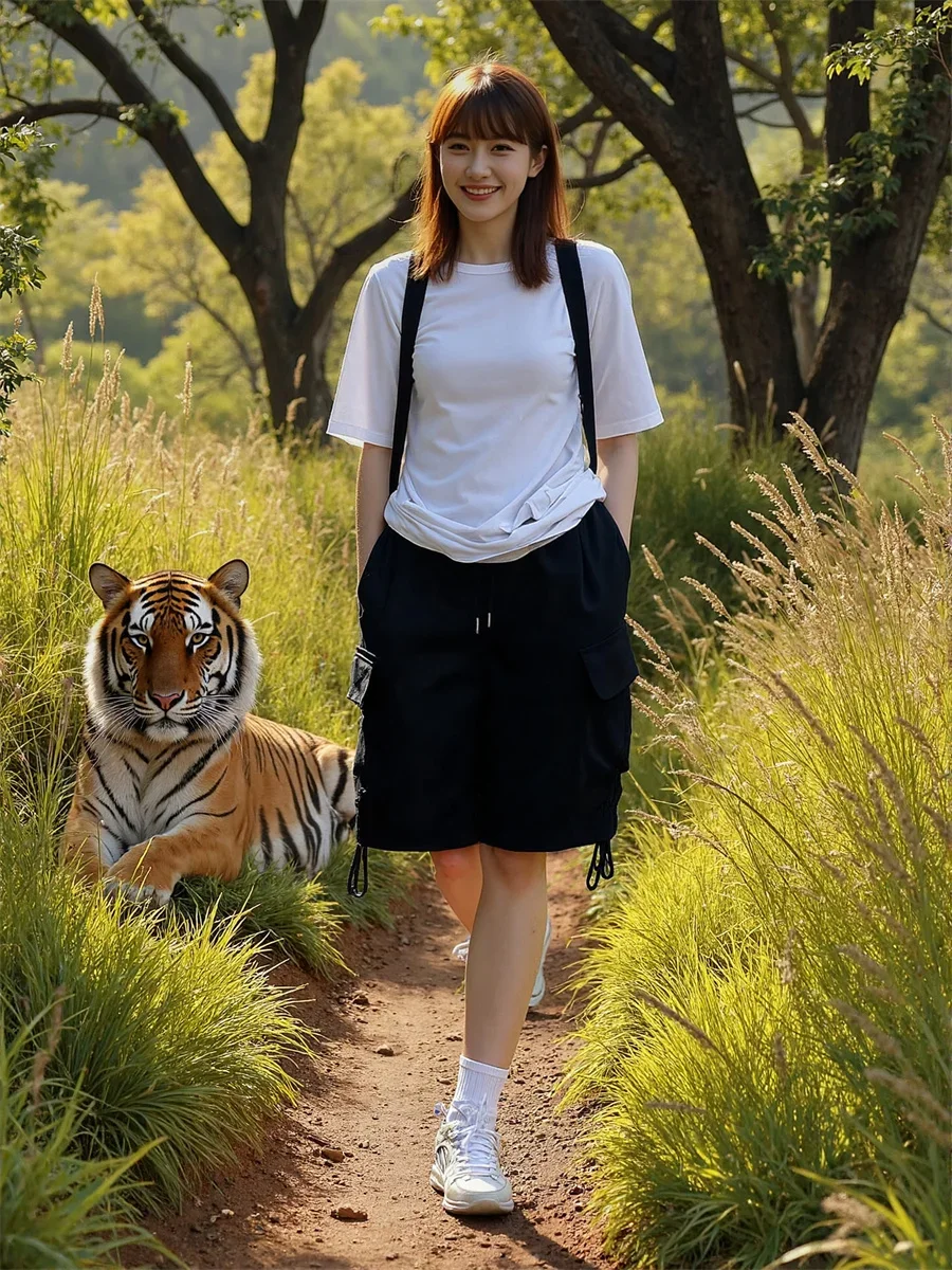 Shorts mit weitem Bein und mehreren Taschen für Damen, schwarze Spitze, Mini-Shorts, ästhetisch, niedlich, stilvoll, für Mädchen, Schule, Kawaii, Rüschen, trendige Slim-Fit