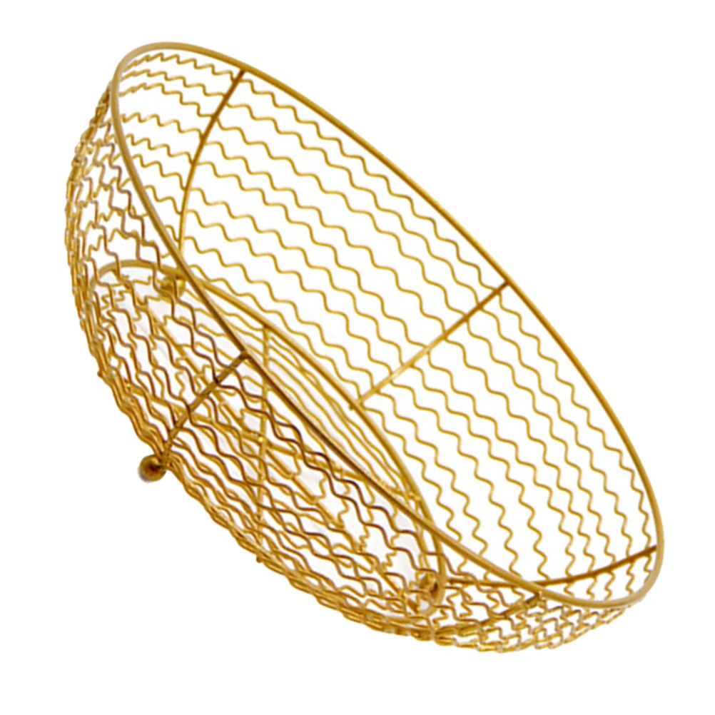 

European Style Fruit Basket Metal Wire Wavy Pattern Counter Iron Home Decor Vegetable Storage Wire Baskets Desktop Bread Serving