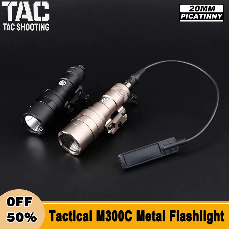 

WADSN M300 M300C Tactical Scout Flashlight White LED Light Hunting Airsoft Pistol Accessory 510Lumens For 20MM Picatinny Rail