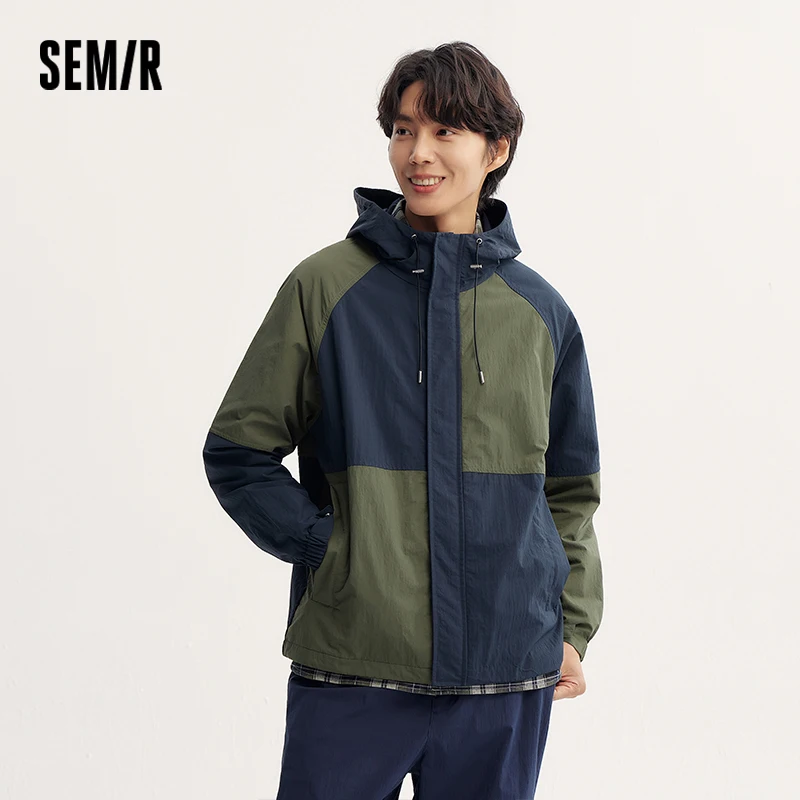 Semir Jacket Men 2025 Autumn New Loose Hooded Waterproof Windbreaker Trendy Outdoor Coat