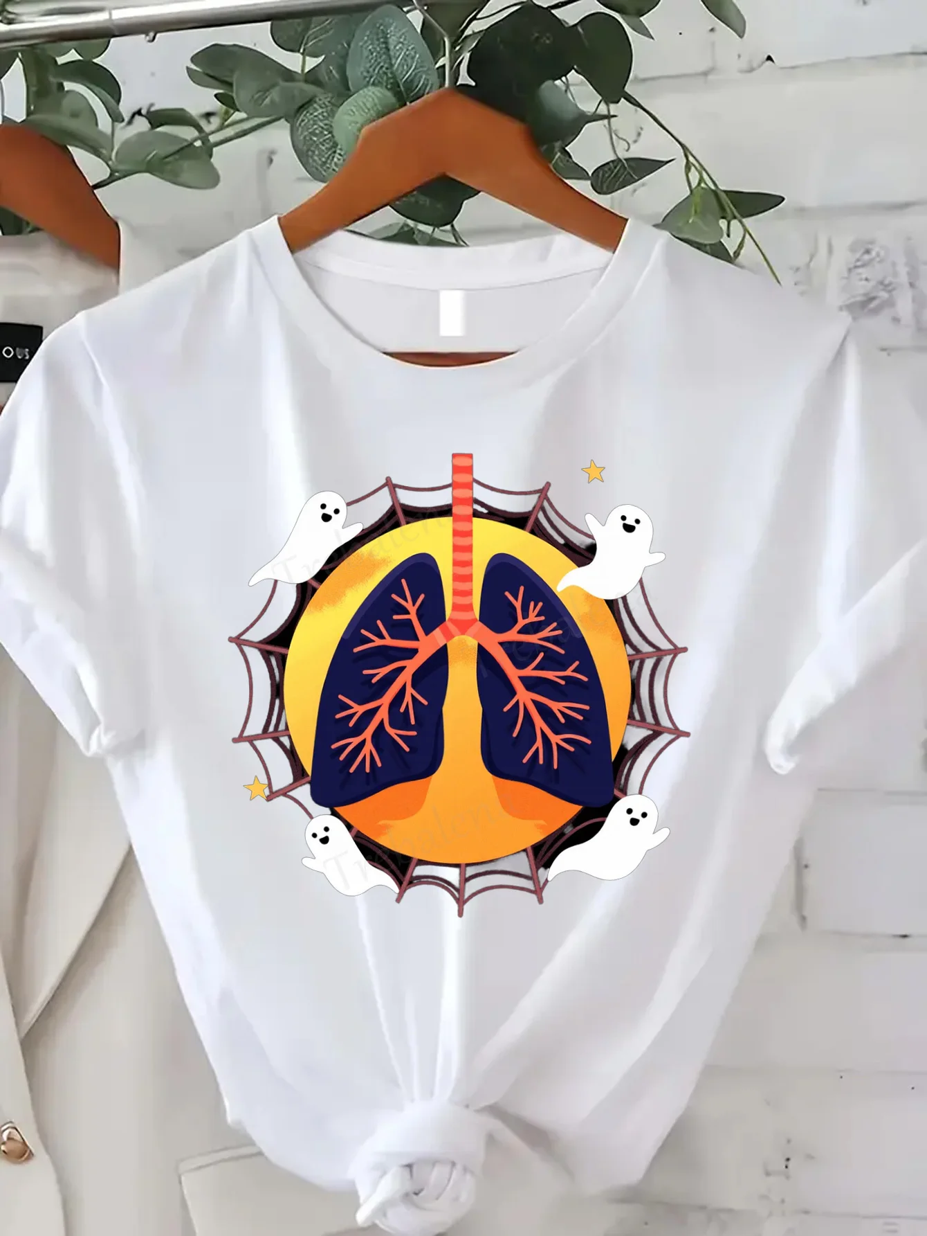 

Women T-shirt Halloween Ghost Lungs T-Shirt for Women, Sexy & Fun Style
