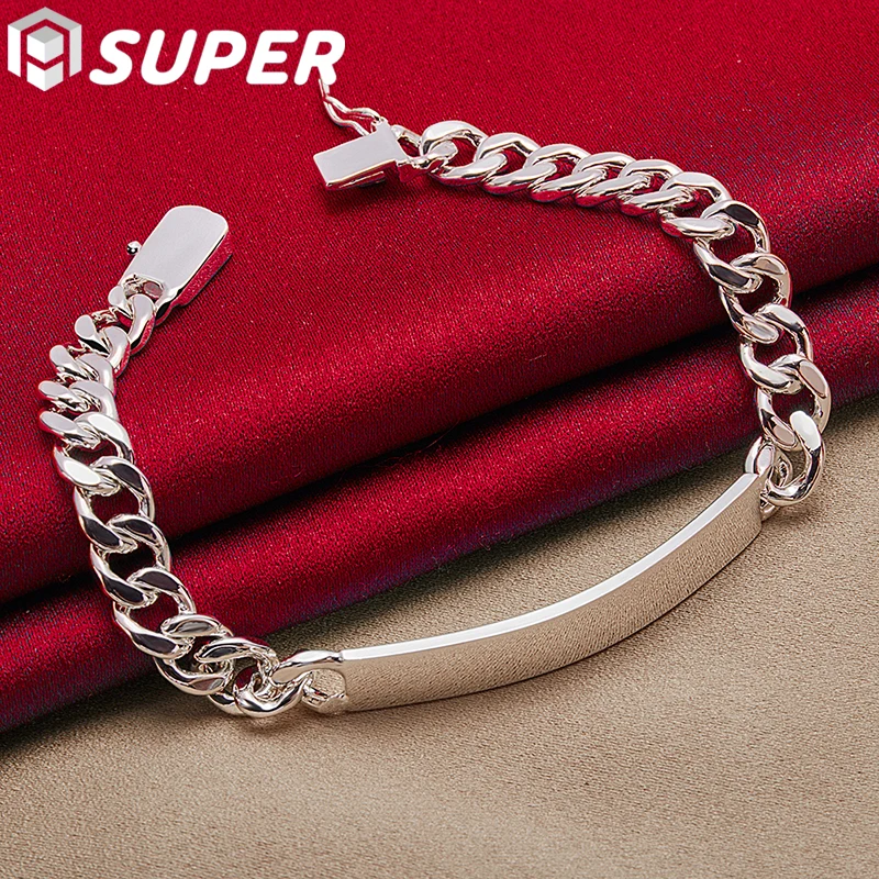 

925 Sterling Silver 8mm Smooth Sideways Bracelet For Men Woman Charm Wedding Engagement Party Fashion Jewelry