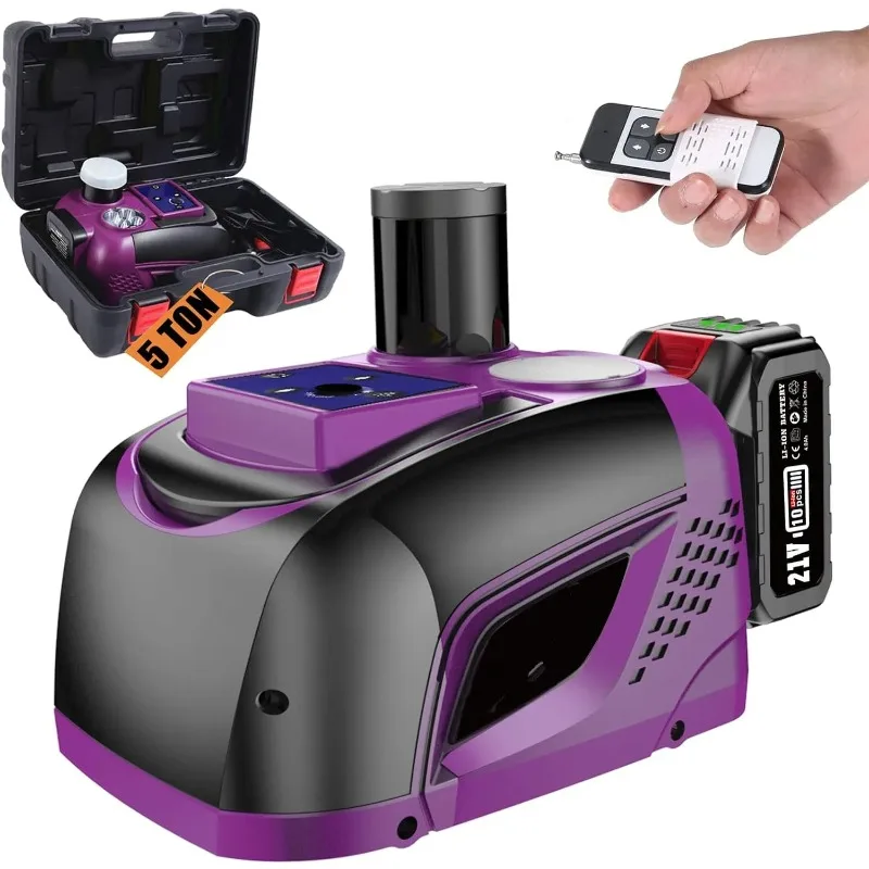 Elektroauto-Wagenheber, 5 Tonnen, verbesserte 21 V 4,0 Ah Batterie und LED-Licht für Auto, SUV, Reifen wechseln, Garage, Reparatur, Auto, elektrischer hydraulischer Wagenheber