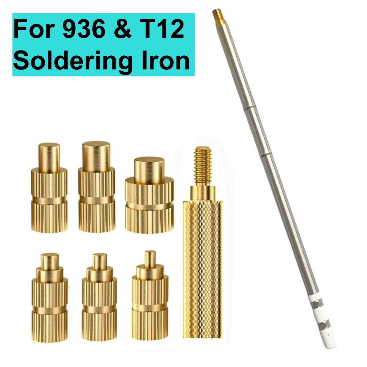 Heat Melt Nuts Embedded Insertion Indenter Adaptors Tips For 936 & T12 Soldering Iron M2 M2.5 M3 M4 M5 M6 Nuts Embedded Tool