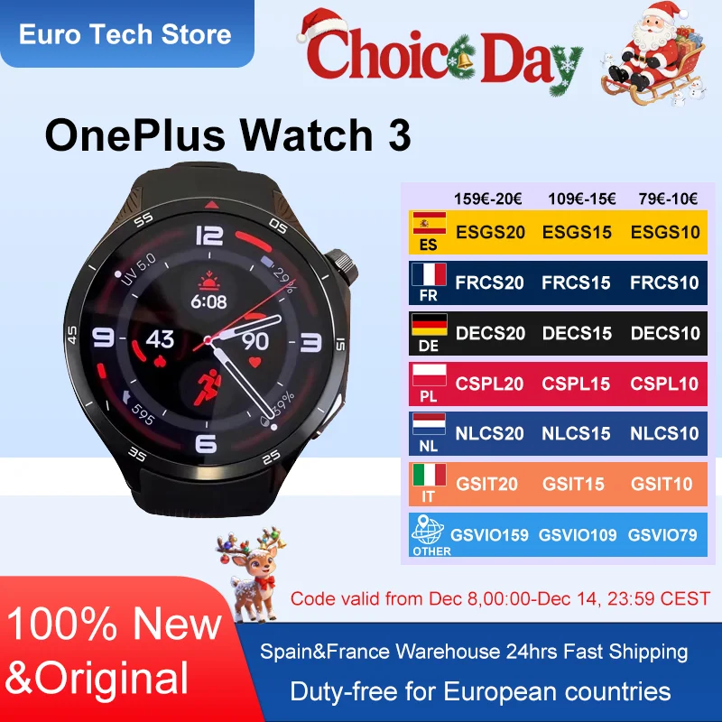 OnePlus Watch 3 SmartWatch Version mondiale Wear OS par Google Écran LTPO A0MOLED 1,5 pouces 5 jours d'autonomie de la batterie 60S Contrôle de santé GPS