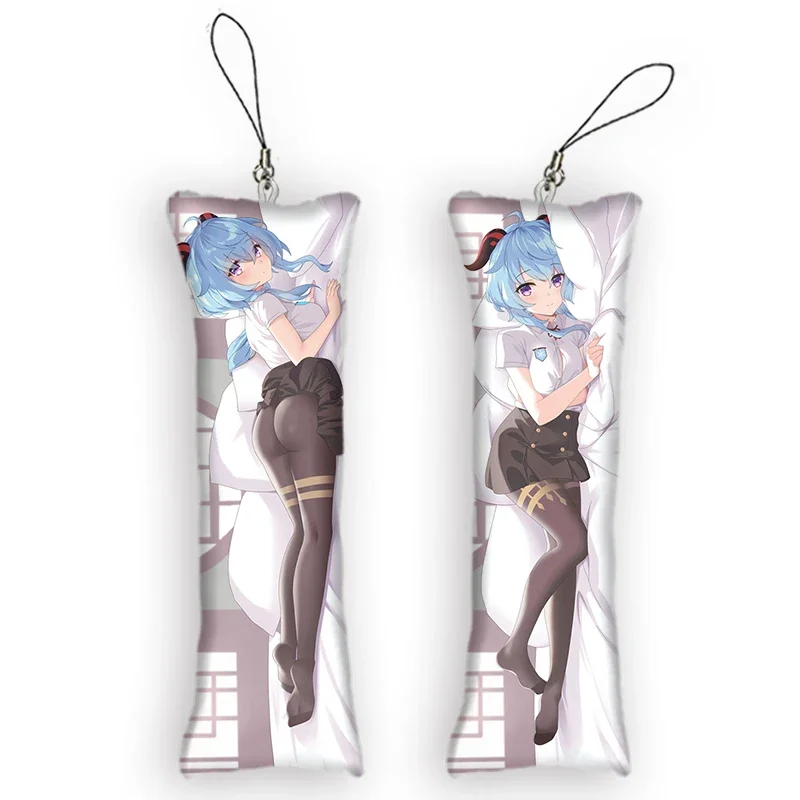 Fashion Genshin Impact Ganyu Mini Key Chains Dakimakura Keychain Cartoon Anime Body Mini Pillow Pendant Cute Gifts