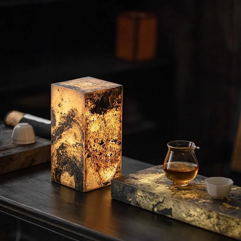 Temple Rectangle Artistic Decorative Lamp Retro Style Hotel Bedroom Bedside Lamp  photography Prop Light Home Daily Lighting