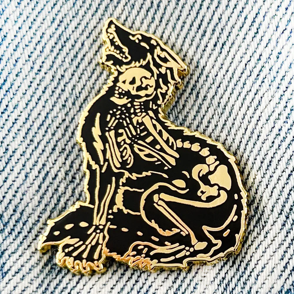 الذئب رجل الهيكل العظمي المينا دبوس زاحف القوطية بروش الظلام مجوهرات هالوين الإكسسوار هدية