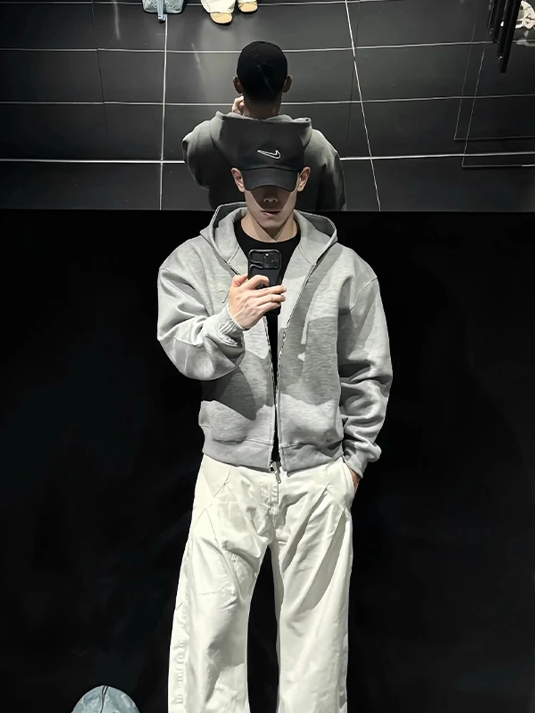 

Ey Heavyweight, износостойкий открытый кардиган, толстовка, мужская осенне-зимняя свободная верхняя одежда на подкладке, повседневная толстовка с капюшоном