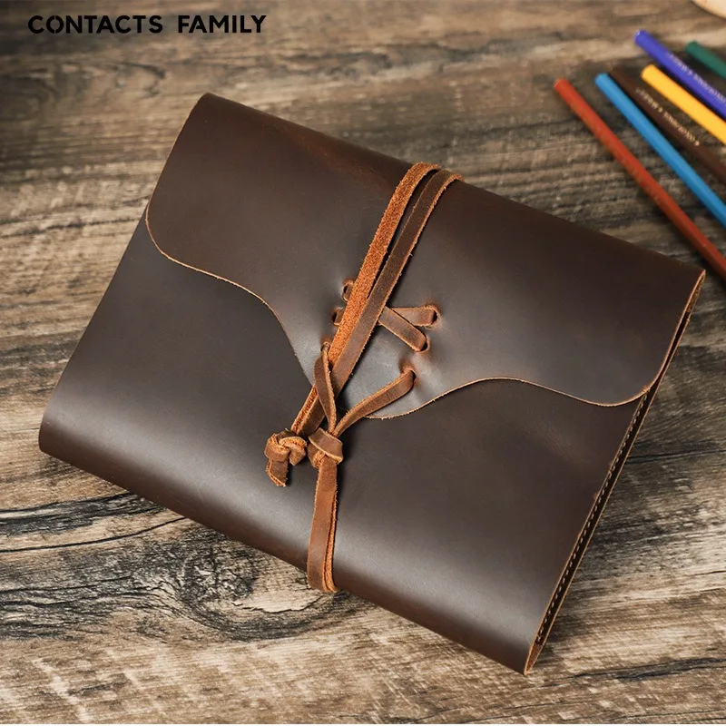 

Genuine Leather A5 Laptop Notebook Cover Envelope Style Tying Rope Creativity Handmade School Office Supplies Stationery