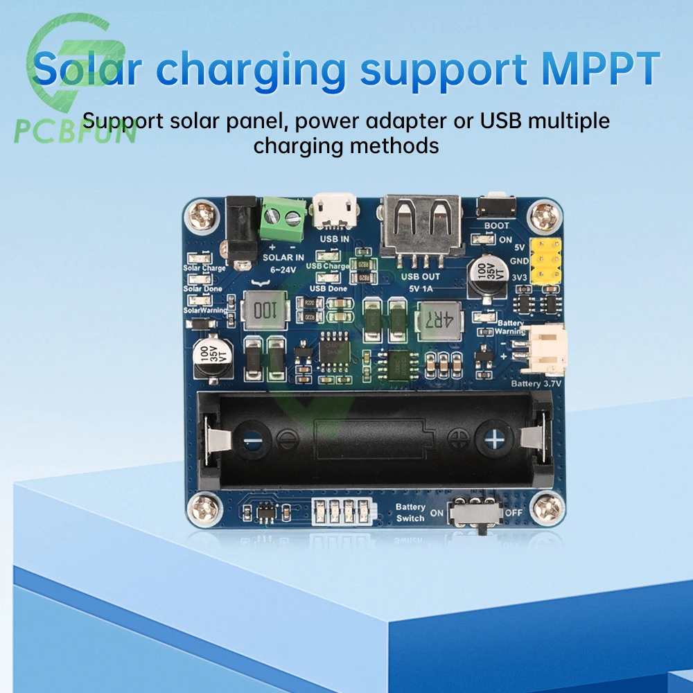 Waveshare Solar Power Management Module for 6V-24V Solar Panel,Supports MPPT Function,USB Connection Battery Charging