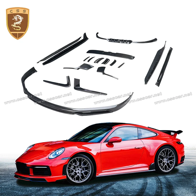 

Комплект кузова из сухого углеродного волокна серии Tech- Style 911 для Porsche 992 2019-up, разделитель переднего бампера, вентиляционное отверстие, боковая юбка, задний диффузор