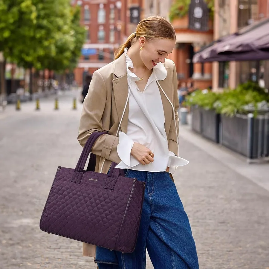 حقيبة كمبيوتر محمول للنساء حقيبة حمل قماشية مع محفظة كلاتش لأجهزة الكمبيوتر المحمول مقاس 15.6 بوصة للاستخدام المكتبي للمعلمين الاحترافيين
