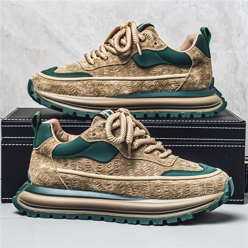 Spring Men Casual Shoes Fashion Mixed Colour Chunky Anti Skid Sports Sneakers Thick Sole Comfortable Breathable Mesh Footwear 44