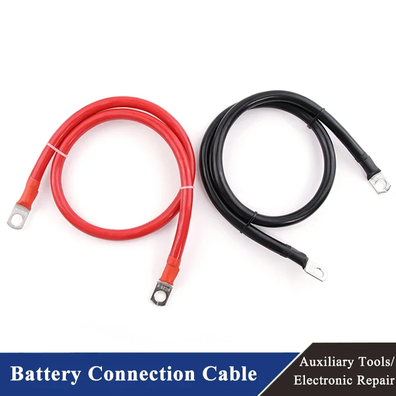 Battery Inverter Connection Cable Set with M8 SC Terminals 8/6/4/2 AWG 10/16/25/35mm2 UPS Wire Red Copper Core Tin-plated Lug